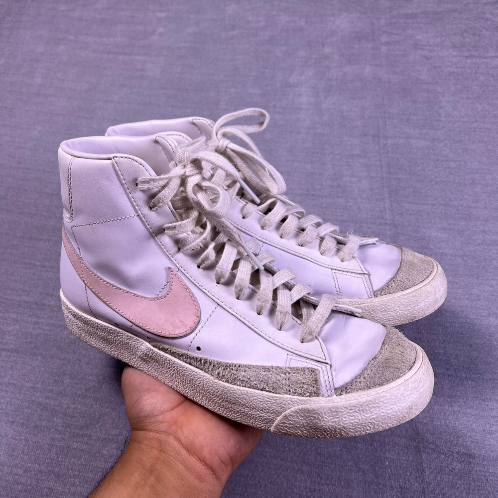 Nike Blazer Mid High Top Sneaker Womens 9‎ White Pink Leather BQ6806-108